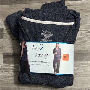 Live 2 Lounge Women's 3-Piece Textured Pajama Set - Navy